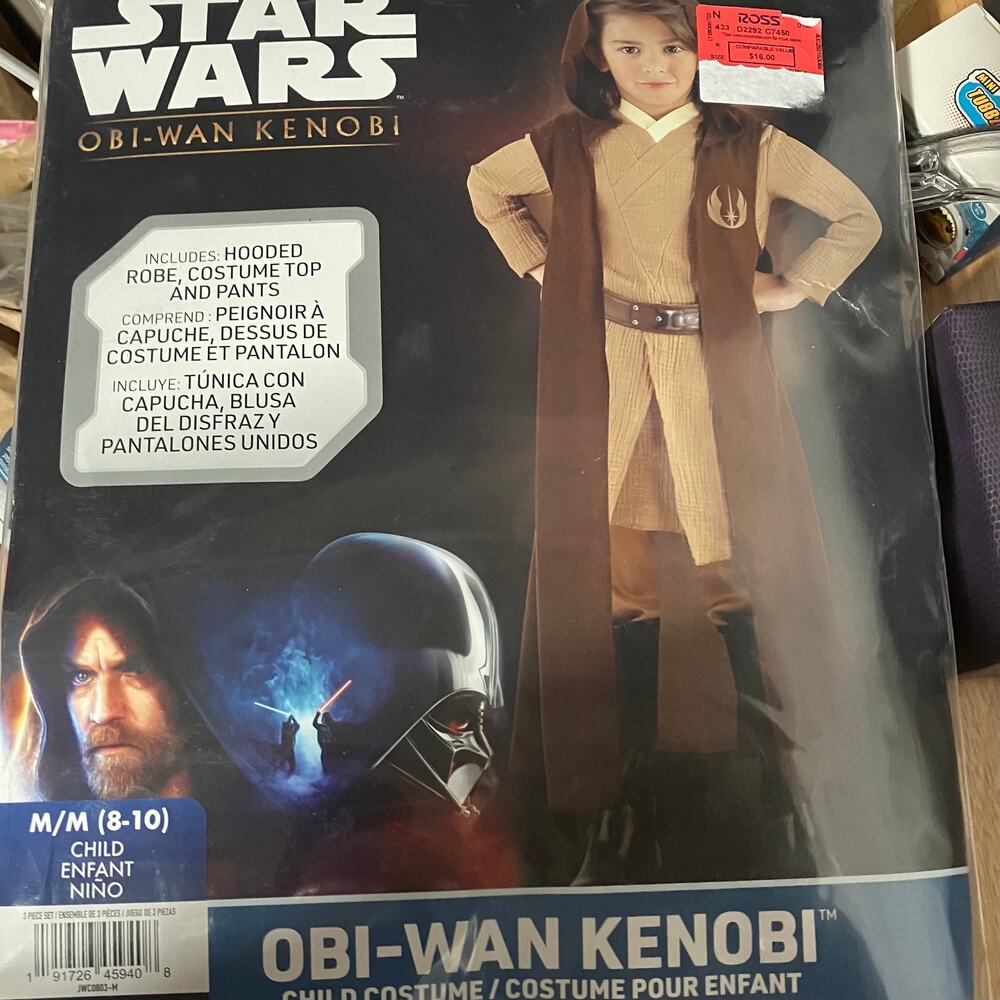 Star Wars Obi-wan Kenobi Child’s Medium (8-10) Costume, New